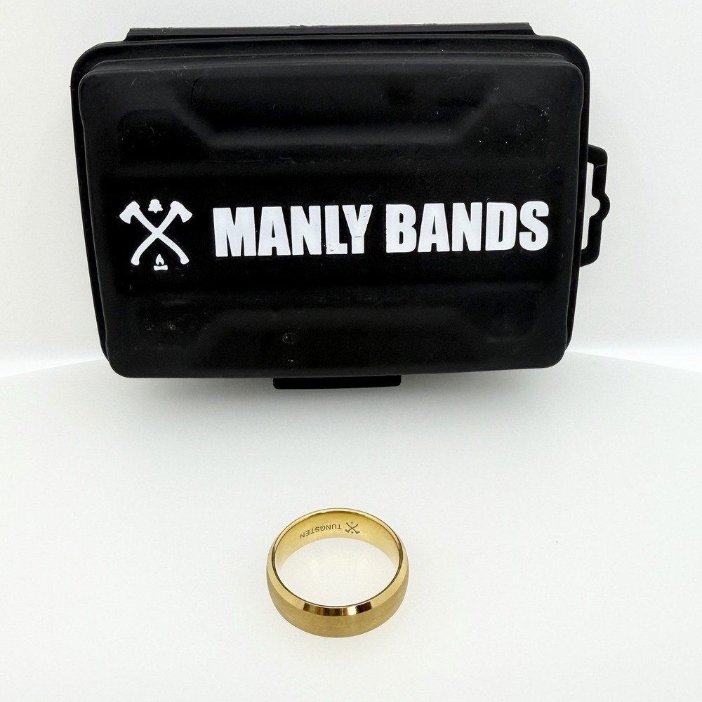 Manly Band The CEO 12.5 Men's Wedding Ring Gold Plated Tungsten Ring 8mm Wide
